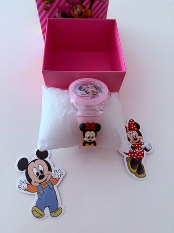 Montre enfant Minnie Mouse rose LED lumineuse + boîte + stickers – Bracelet transparent tendance