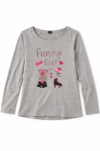 T-shirt manches longues fille, paillettes. 8 ans. 
