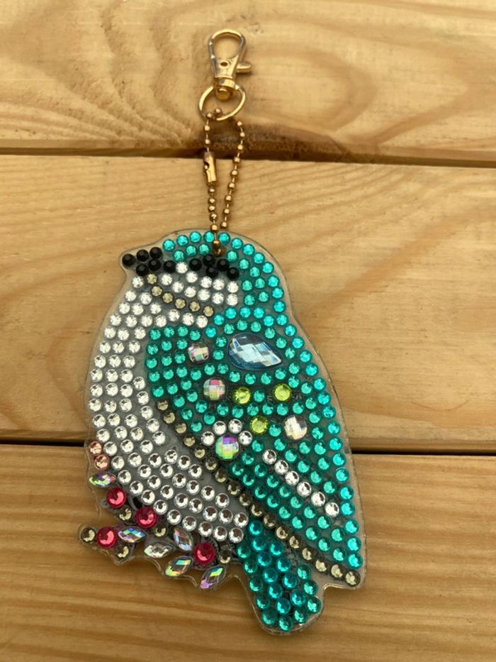 Porte clé recto/verso oiseau 🐦 en Diamond painting - photo numéro 3