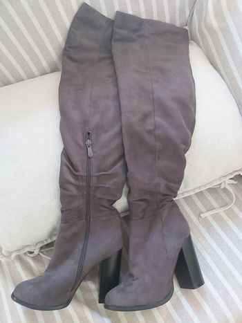 Cuissardes daim talons  & cheville  zippé