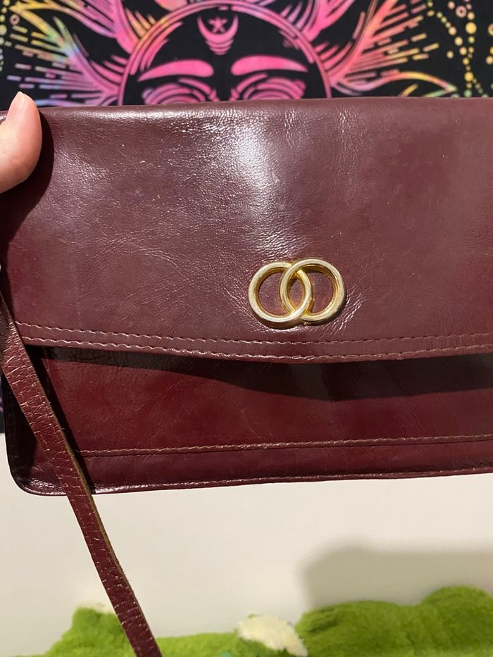 Sac à main vintage bordeaux cuir