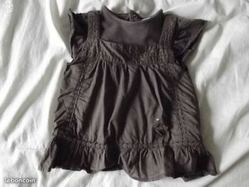 T-shirt - tunique marron Fille 2 en 1, 18 MOIS