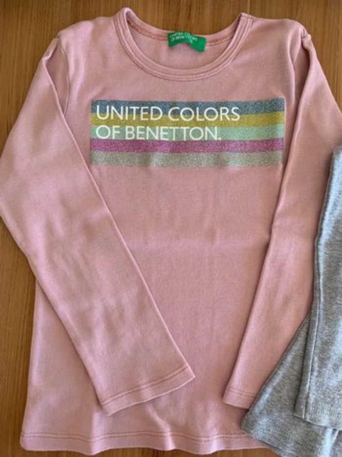 Lot de 2 t-shirt manches longues pailleté United Colors of Benetton en 4-5 ans - photo numéro 3