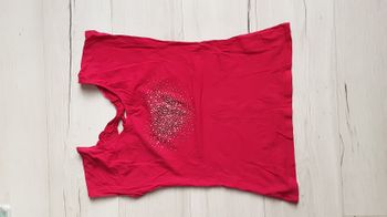 Vêtement femme tee-shirt manches courtes rose fuschia  strass Camaïeu taille 1