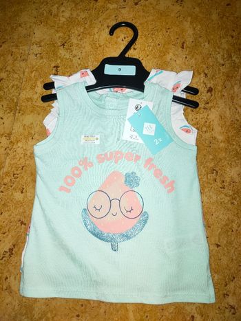 Lots 2 débardeur bébé fille taille 9 mois neuf Tex