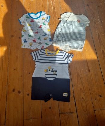 Lot de 3 combishort 1 mois