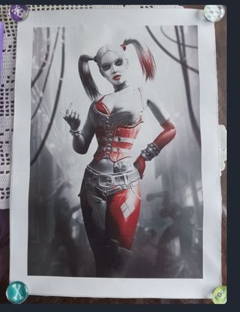 3 petites affiches Harley Quinn, blanc noir rouge