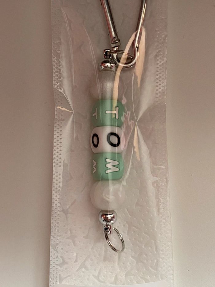 Porte clé personnalisé / bijoux de sac à main Tom avec perles - photo numéro 2