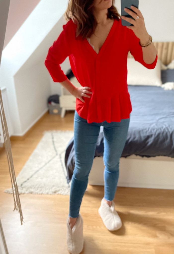 Blouse peplum rouge joli dos 🌹 - photo numéro 2