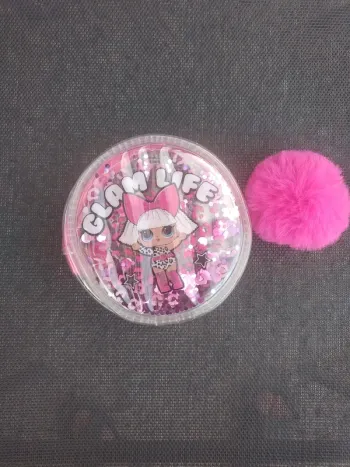 Pochette Paillettes avec Porte clé Pompon