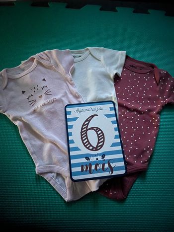 Lot bodys manches courtes Gémo 6M