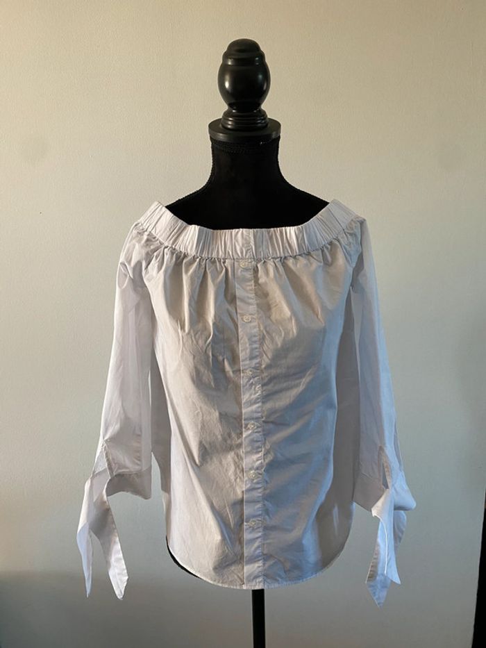 Chemise blouse Mango blanche taille XS épaules dénudées - photo numéro 9