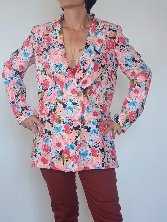 Veste fleurie doublée Elenza by L&L – XL, élégante et colorée