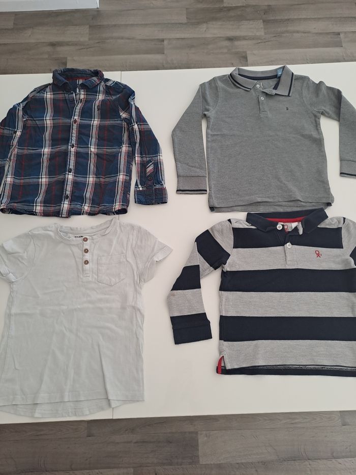 Lot 5 ans polos manches longues + chemise + tee-shirt