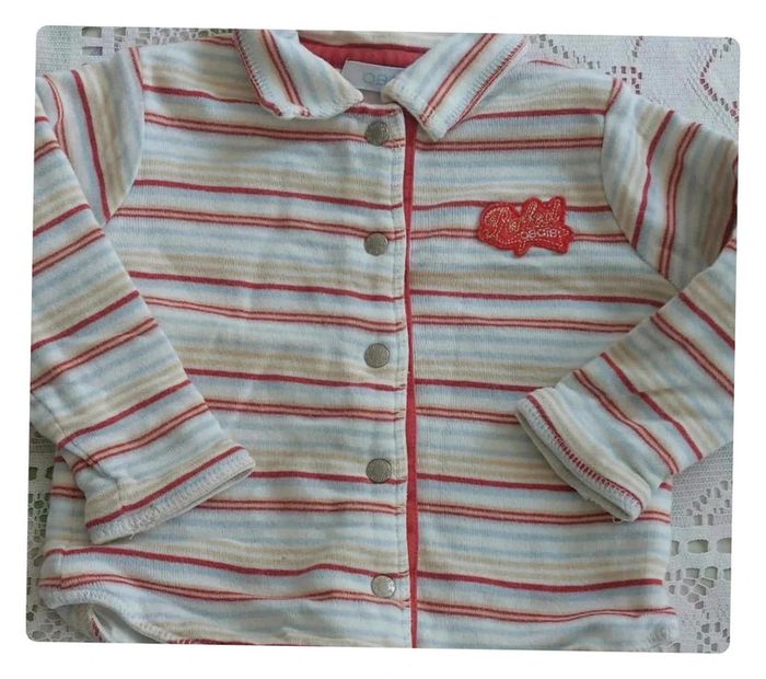 Veste chaude bébé - rayée, Obaibi, en très bon état, taille 12 mois - photo numéro 2