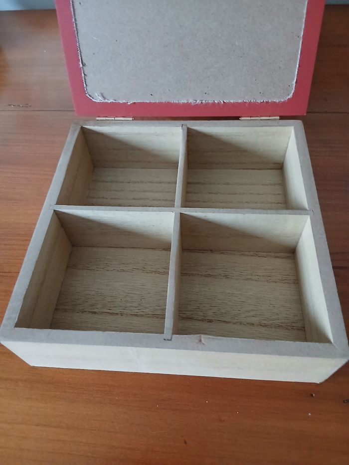 Neuf: Boîte à thé/ ou autre en bois & tissu brodé *gamme montagne - photo numéro 6