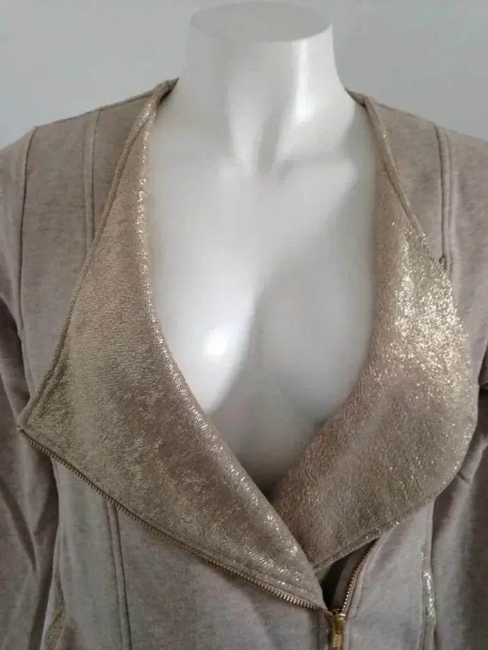 Veste blouson col V zippé doré 34 Marie Sixtine - photo numéro 3