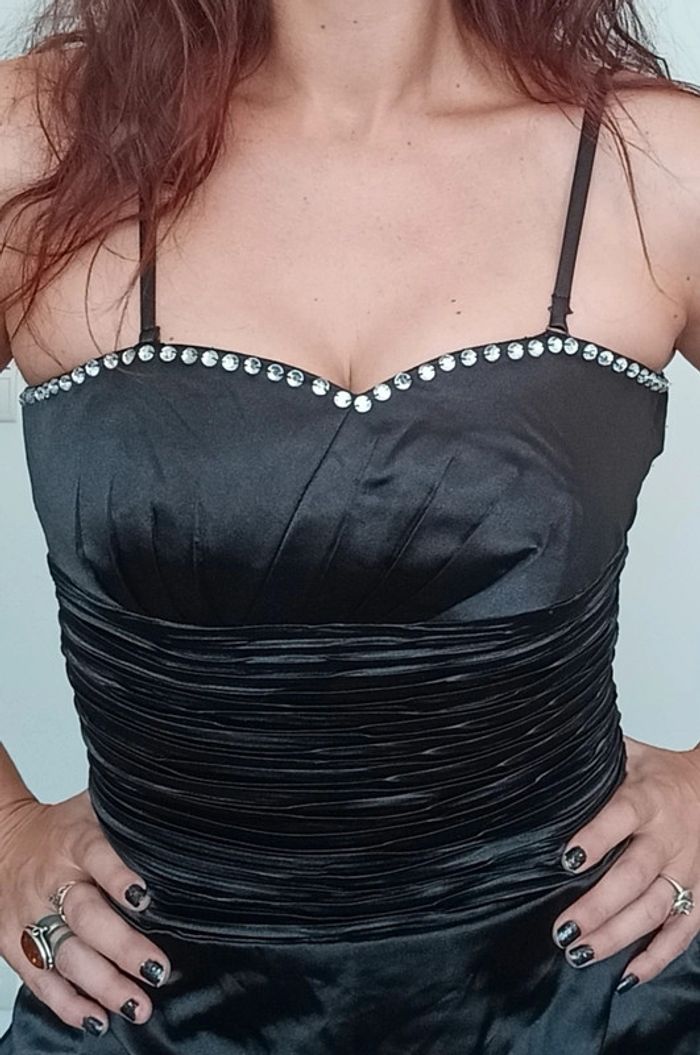 Robe cocktail noir froufrou satin taille 38 - photo numéro 5