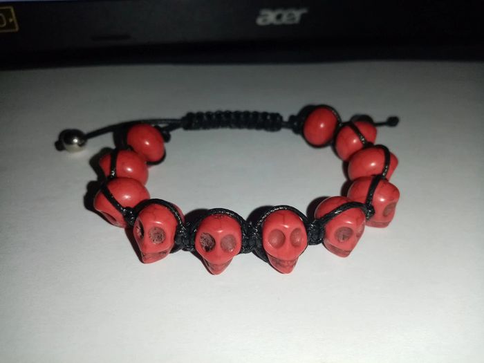 Bracelet tête de mort dia de los muertos macramé