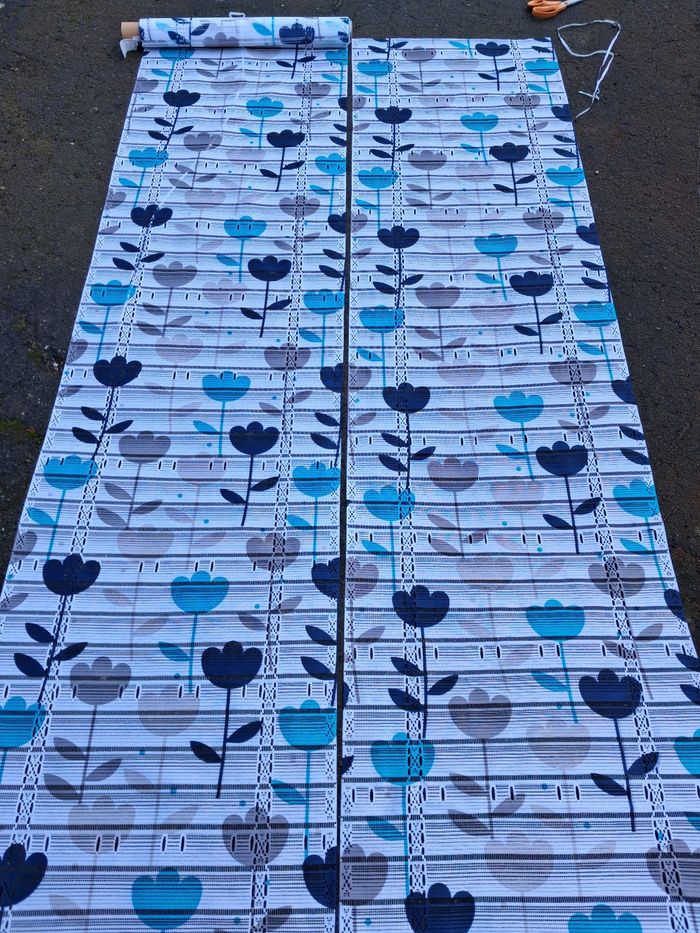 Paire store modulable motif fleurs bleues 2x60cm sur 2m de longueur - photo numéro 2