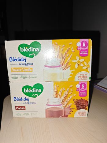 2 lots blédidej vanille et cacao 6 mois