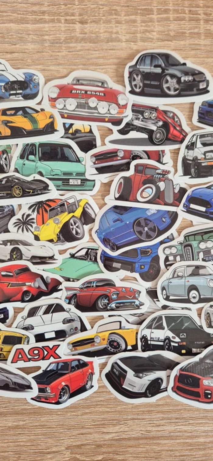 Lot de 50 autocollants Voitures