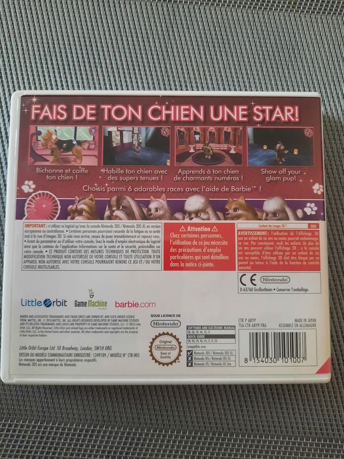 Jeu 3ds barbie et le salon de beauté des chiens - photo numéro 2