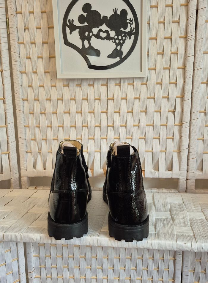 💕Jolie Bottines en cuir noires vernies Kickers groofit fille P38 💕 - photo numéro 5