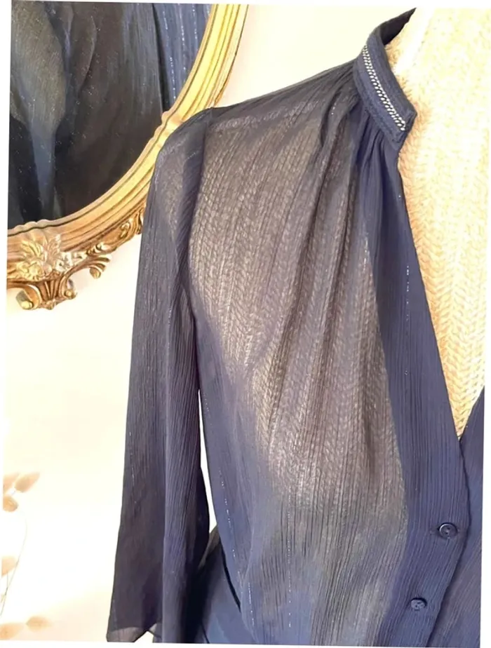 Sublime blouse chemise manche longue noir fluide Zara taille XS - photo numéro 8