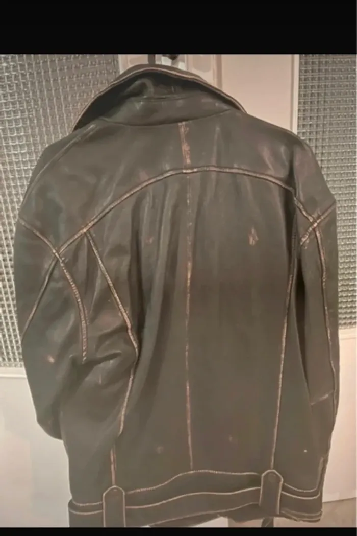 Veste Biker en cuir Homme Zara - photo numéro 2