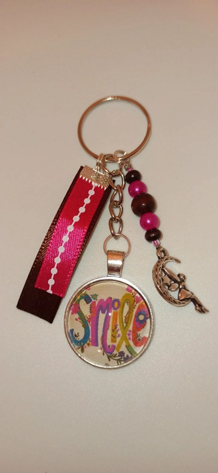 Cadeau pensées positives, porte clé message bijoux de sac "smile"