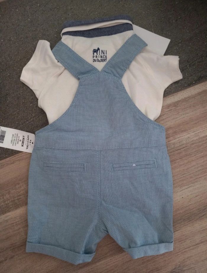 Salopette short + polo neuf avec étiquette 6 mois - photo numéro 2