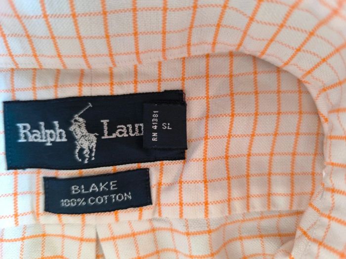 Chemisette à carreaux - Ralph Lauren - Blake - Logo brodé premium - Blanc, orange - Taille M - photo numéro 9