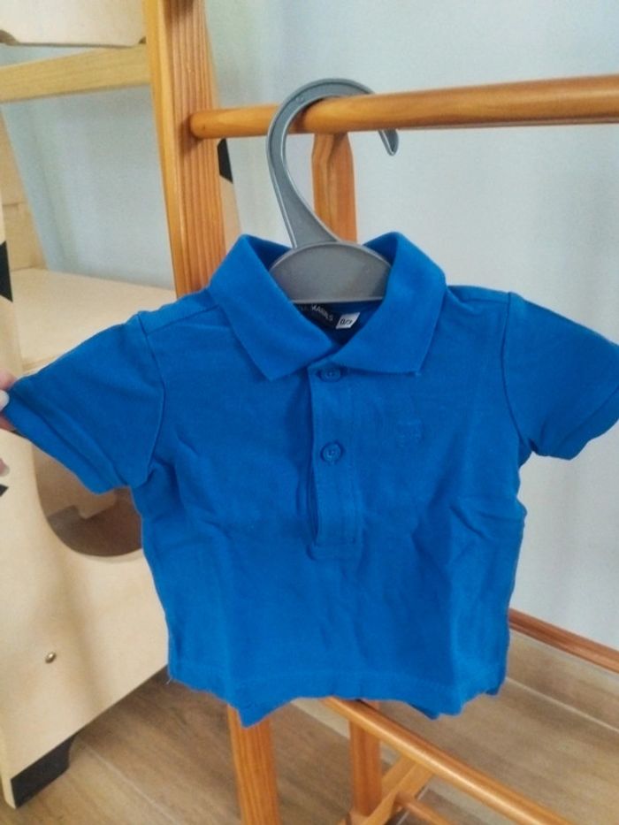 Polo manches courtes bleu bébé garçon 3 mois