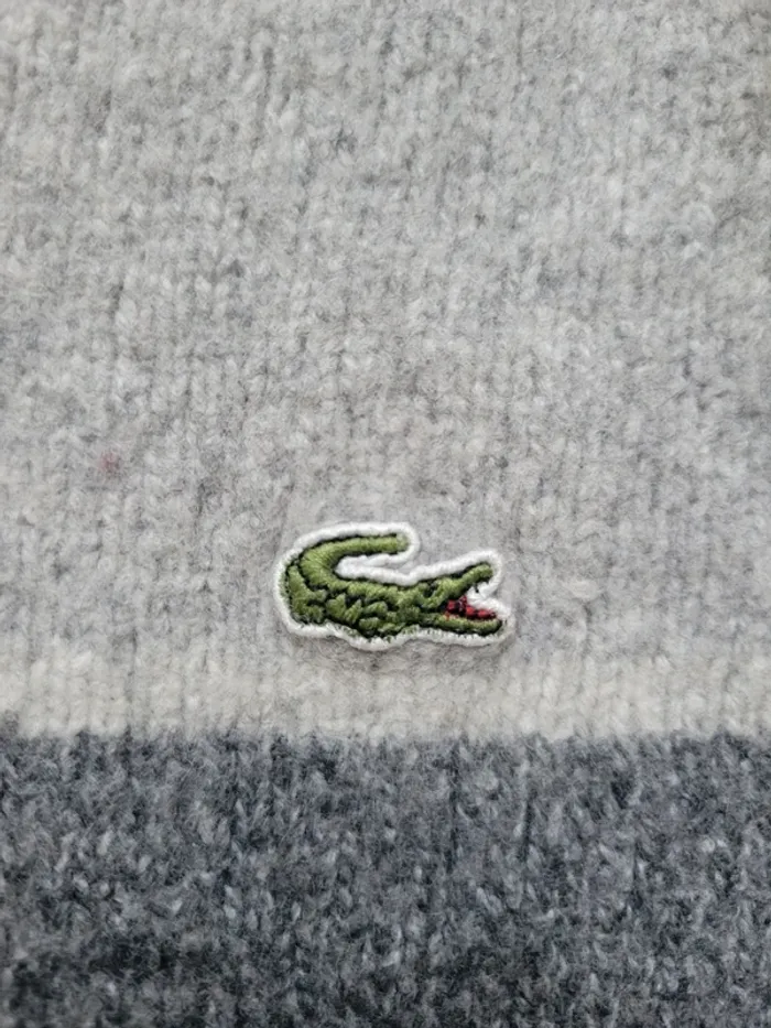 Pull knit en laine chaud pour l'hiver lacoste vintage gris noir blanc - photo numéro 4