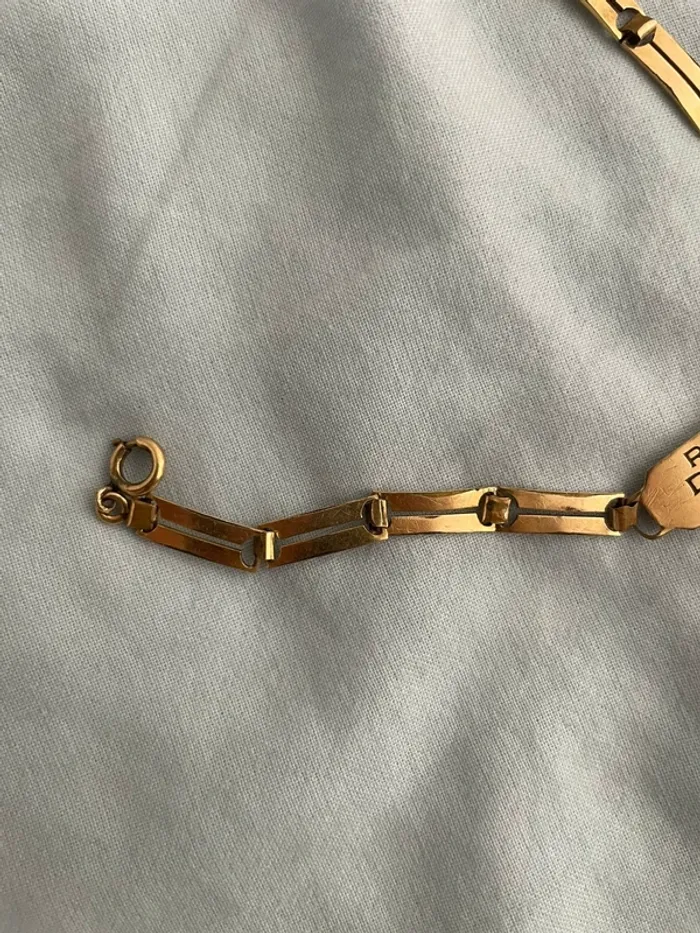 Bracelet homme vintage plaqué or 1915 gravé I.M - photo numéro 4