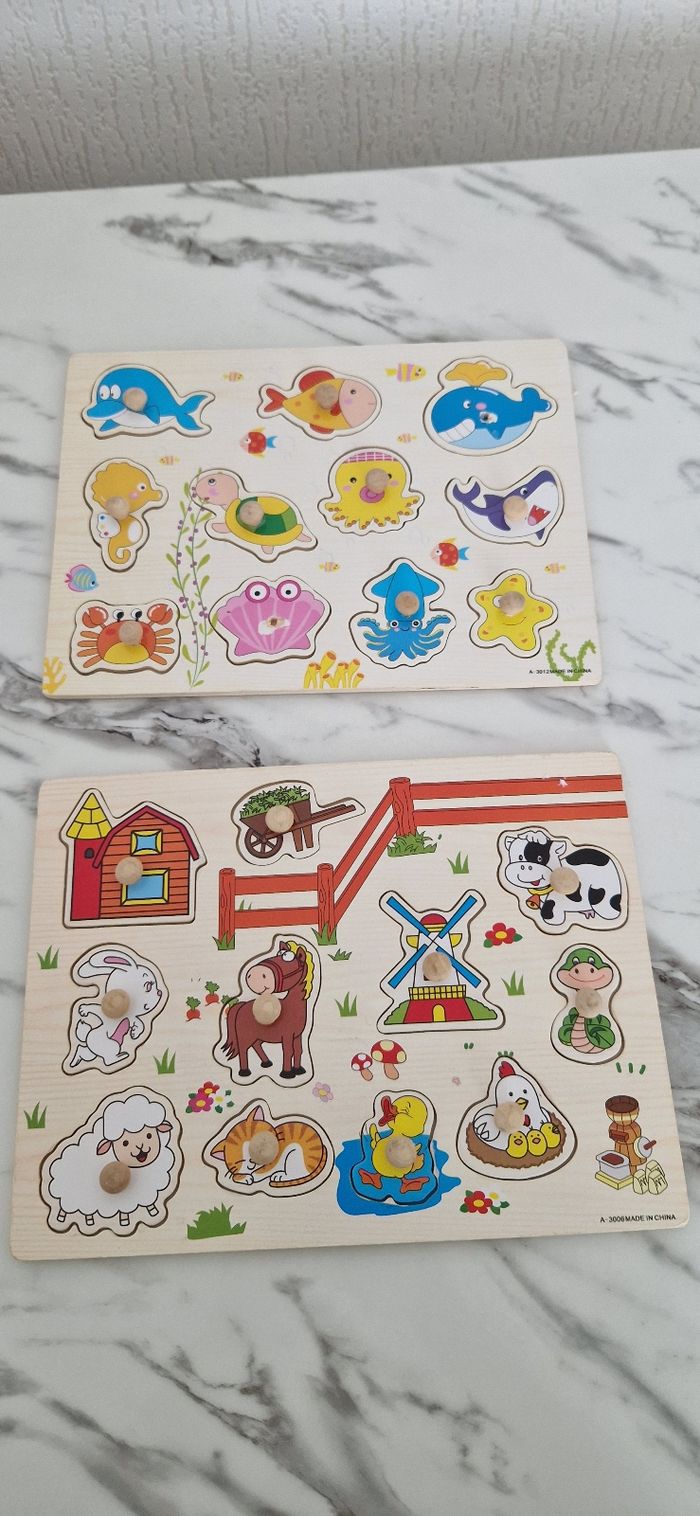 Lot 2 puzzles animaux 1er âge