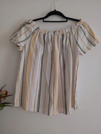 Blouse à rayures col bardot