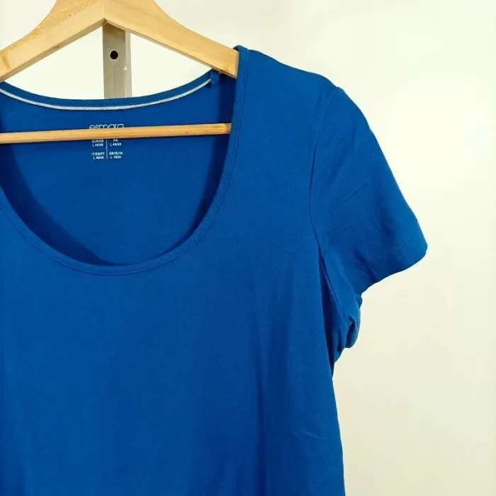 T-shirt bleu col rond Esmara taille L (46/48) basique confortable A1053 - photo numéro 3