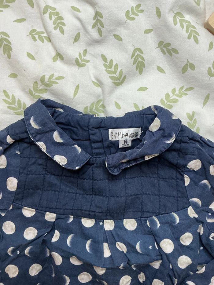 blouse manches longues marine à motifs beige 24 mois kimbaloo - photo numéro 4