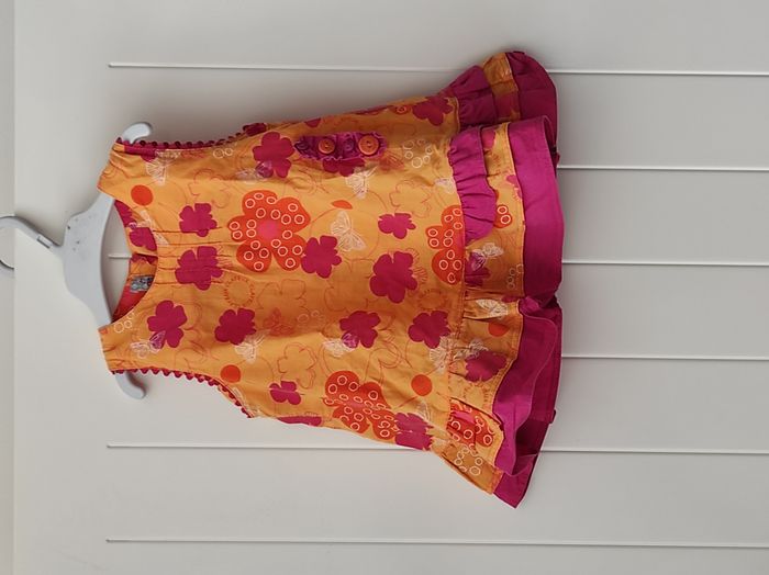Robe d’été bébé fille 6 mois – fleurs rose/orange - photo numéro 2