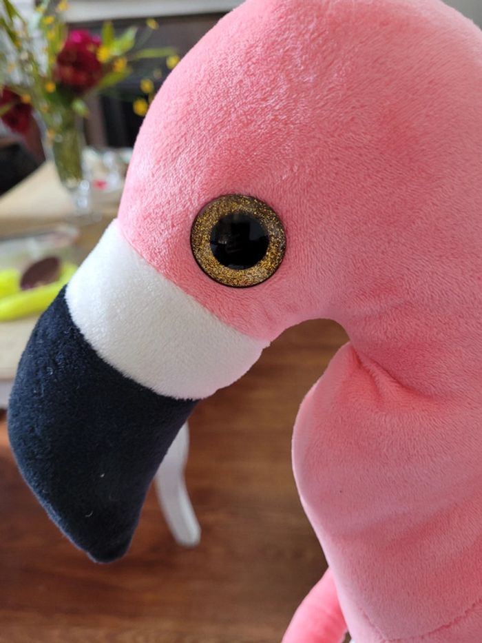 Peluche Grand Flamand Rose 55cm oiseau genre Ty ailes doudou - photo numéro 3