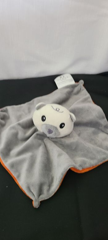 Doudou Soft Ours Cœur ❤️ Gris/Orange