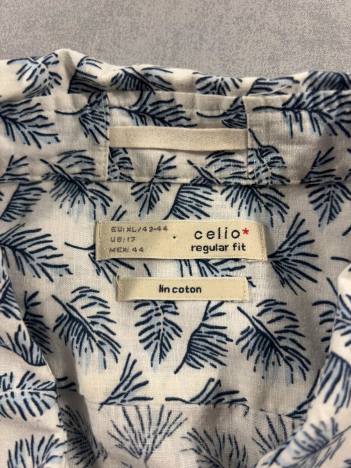 Chemise Manche courte en lin à motif Celio Taille XL - photo numéro 4