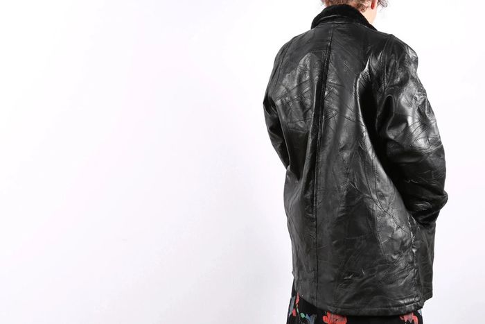 Adorable manteau vintage 80's en cuir motif patchwork (#240489) - photo numéro 4