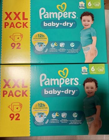 Lot de 2 cartons XXL couches Pampers taille 6