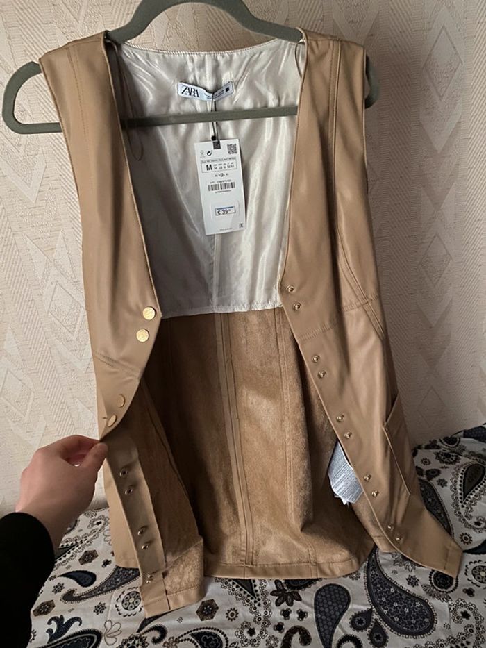Superbe belle mini robe beige Zara neuve avec étiquette taille M - photo numéro 8