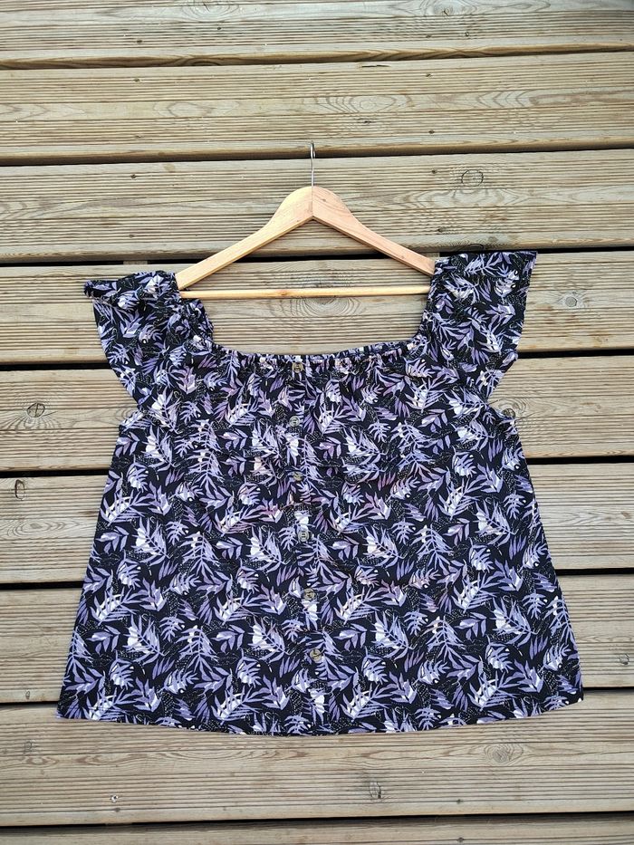 Top épaules dénudées femme – Taille XL – Très Bon État – Motif tropical
