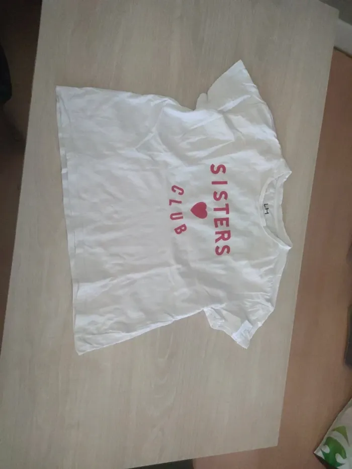 T-shirt manches courtes blanc sisters club la halle 12 ans