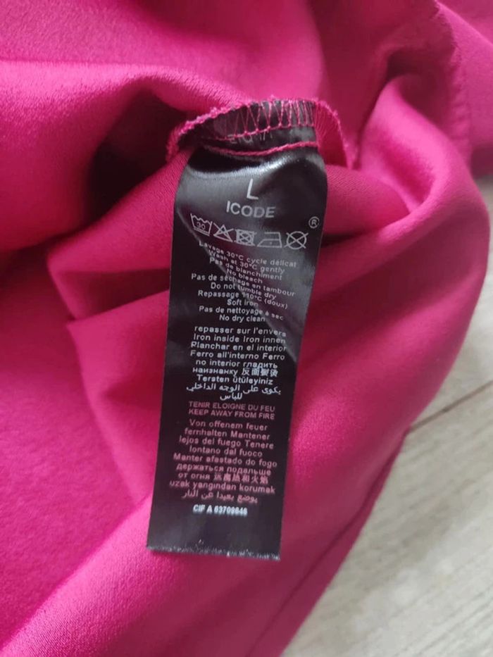 Blouse manches longues rouge framboise col V dentelle noire taille L I.Code - photo numéro 9